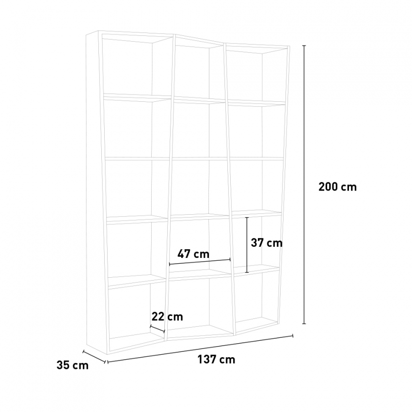 Modern 3-Column Wall Bookcase in Ash White Itamoby Trek 3 — 3