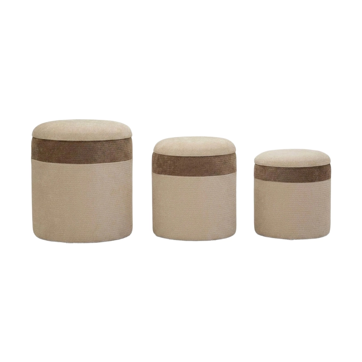 Set of 3 Nordic Fabric Storage Ottomans Ankara Nesting — 7