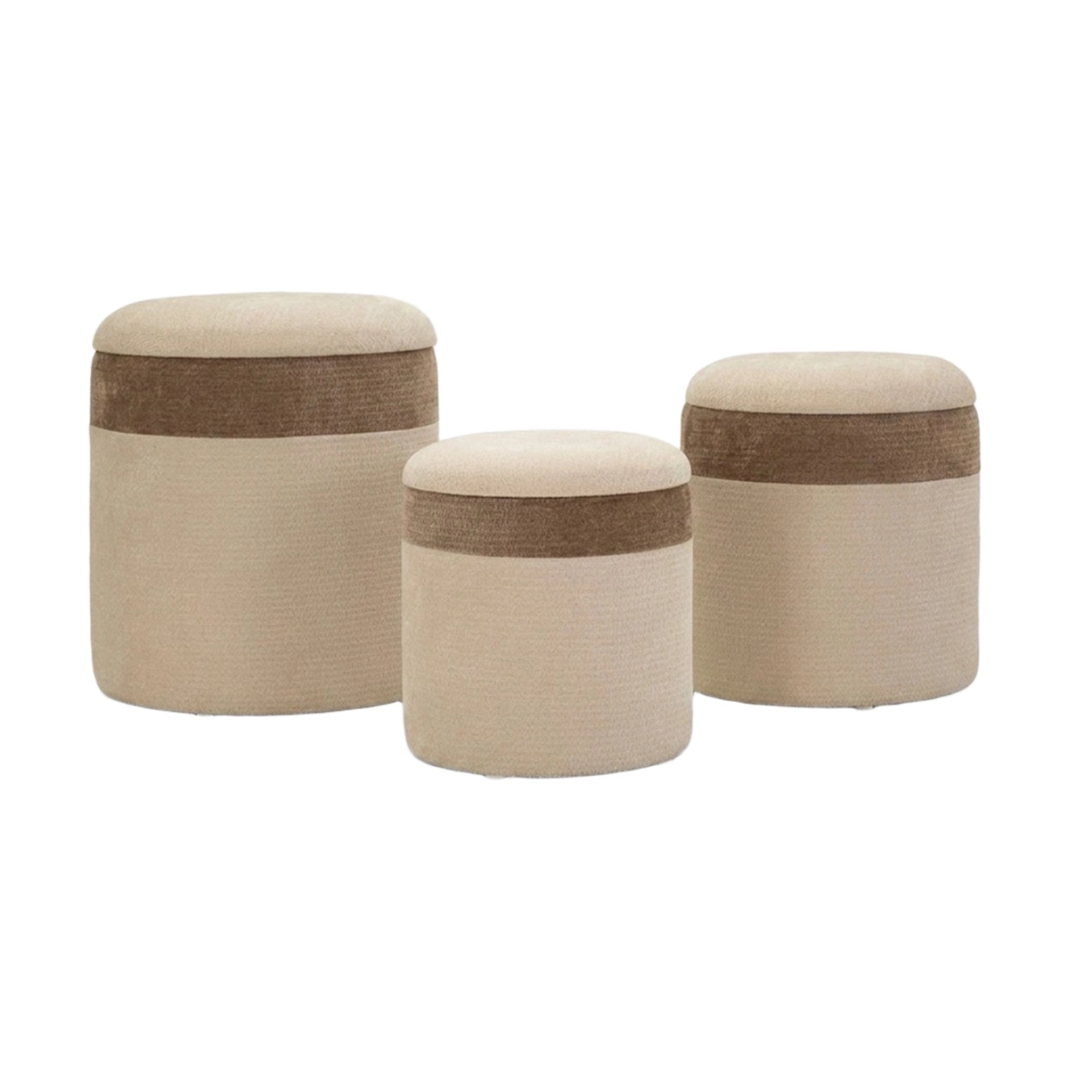Set of 3 Nordic Fabric Storage Ottomans Ankara Nesting — 1