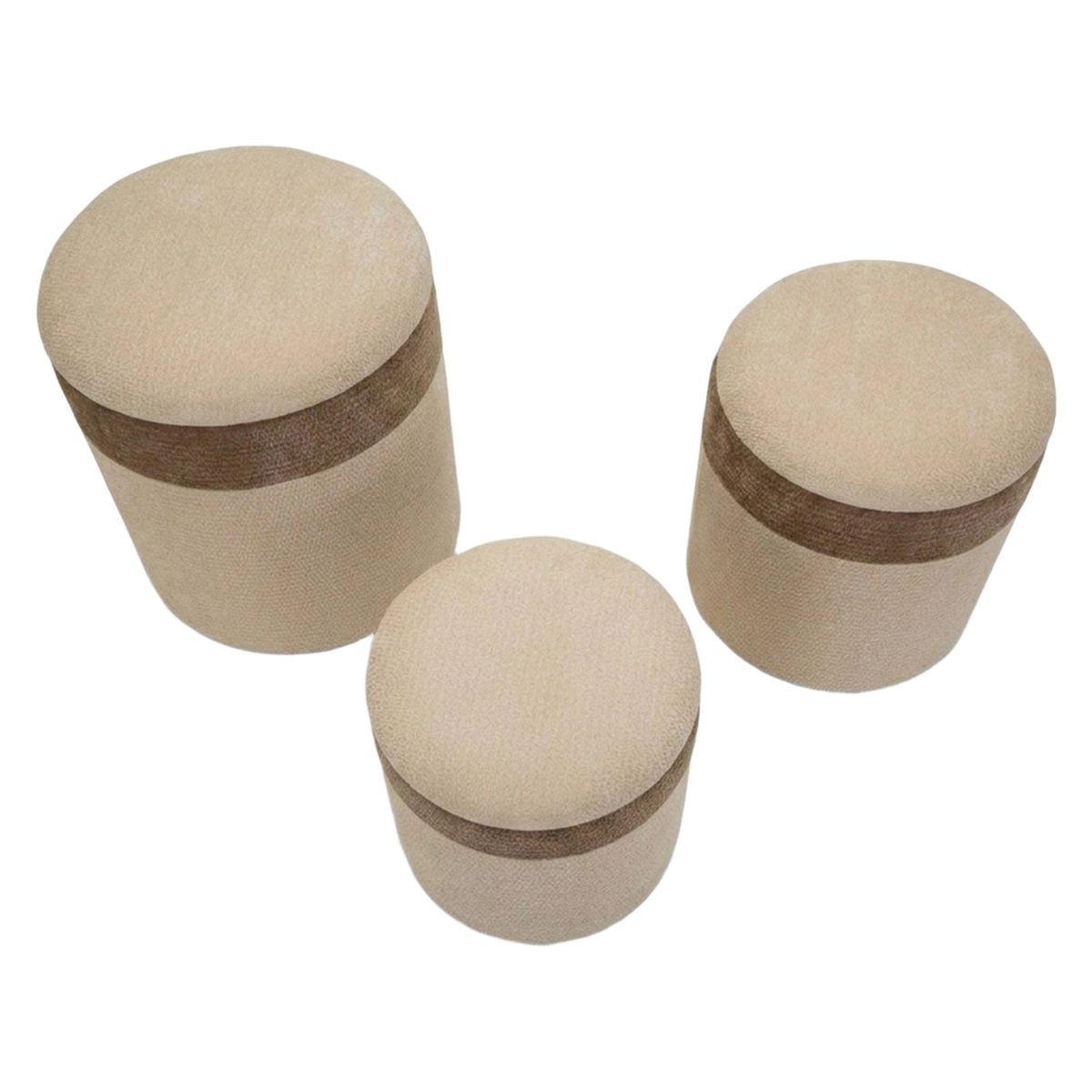Set of 3 Nordic Fabric Storage Ottomans Ankara Nesting — 6