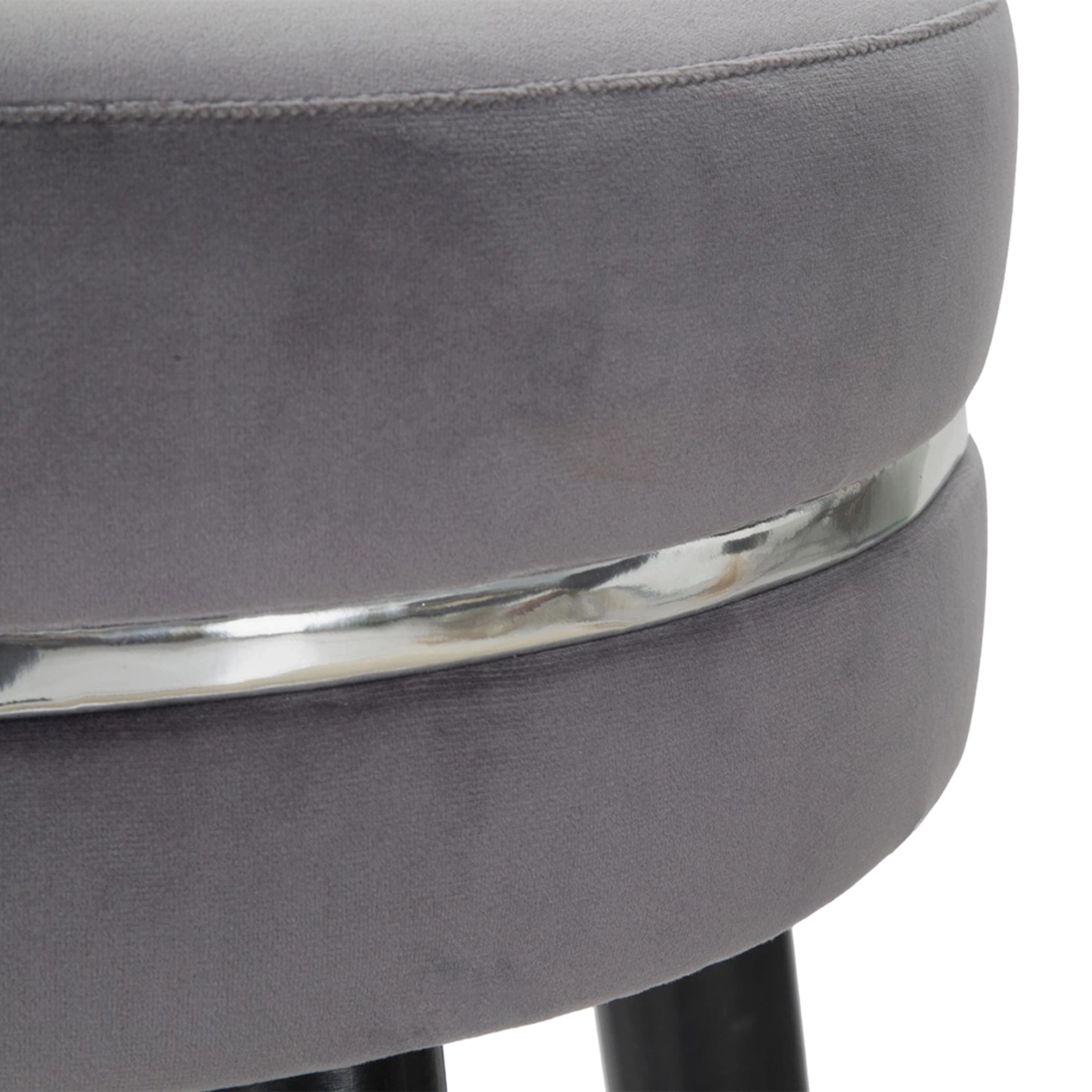 Upholstered Velvet Look and Wood Bar Stool Paris Silver — 4