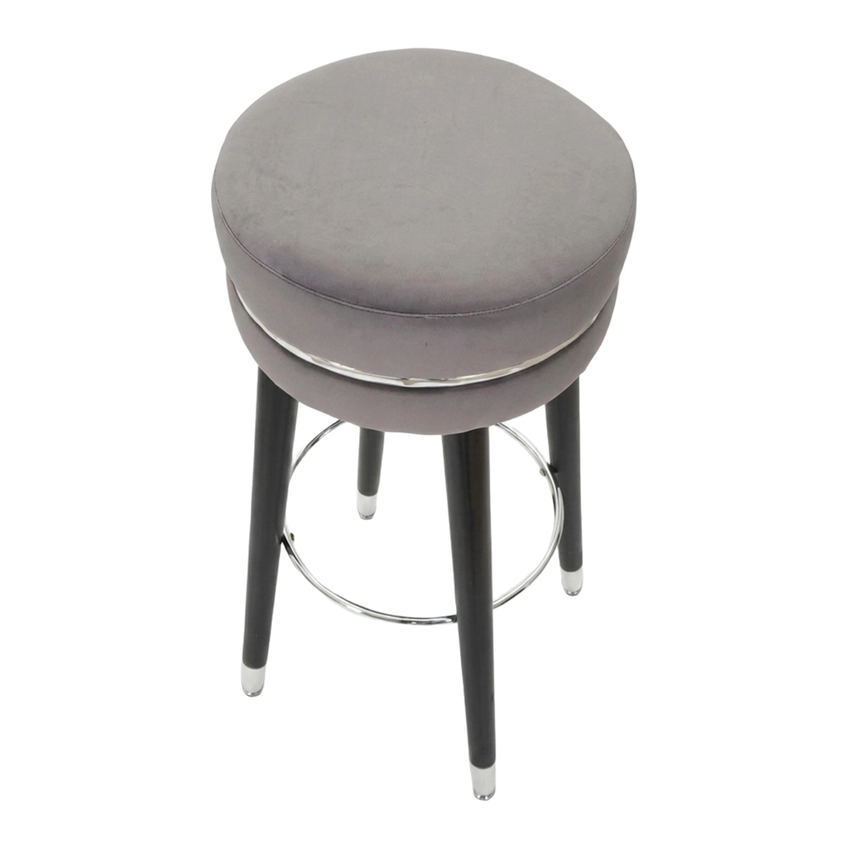 Upholstered Velvet Look and Wood Bar Stool Paris Silver — 3