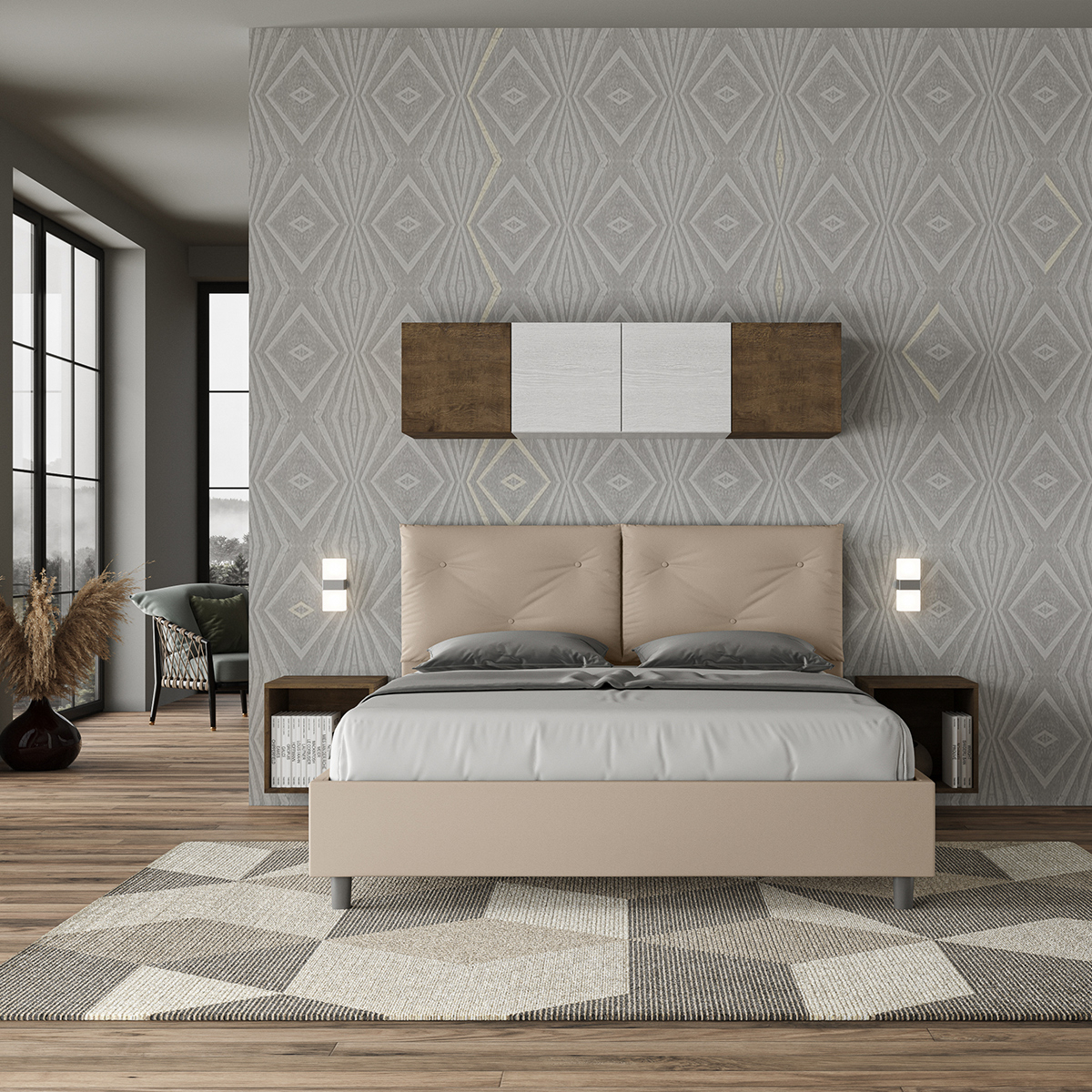 Double storage bed 160x190 headboard with cushions Appia M — 3