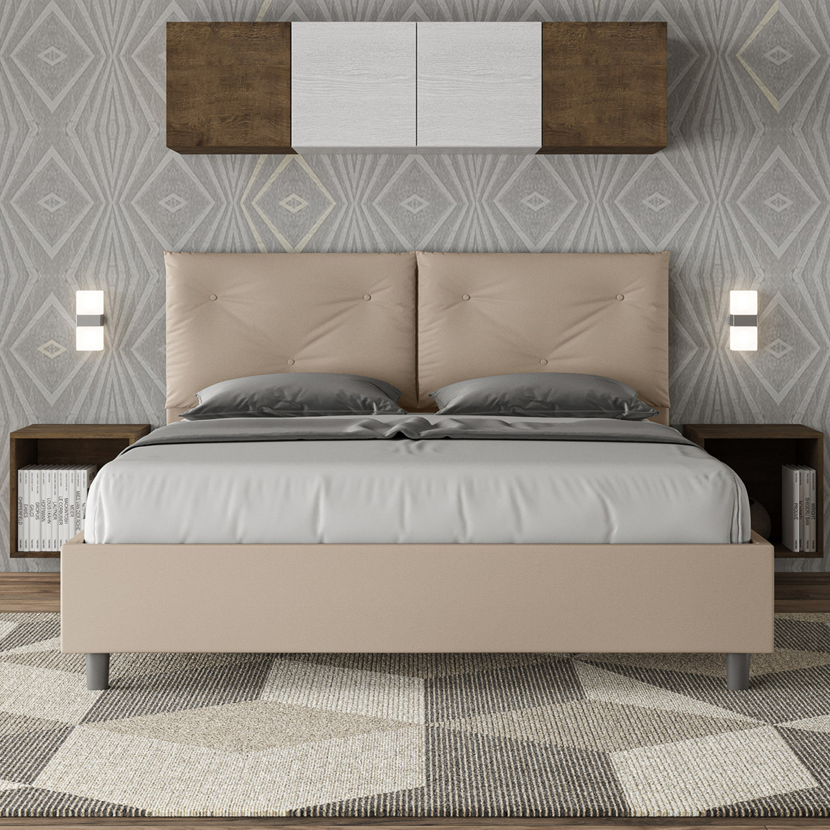 Double storage bed 160x190 headboard with cushions Appia M — 4