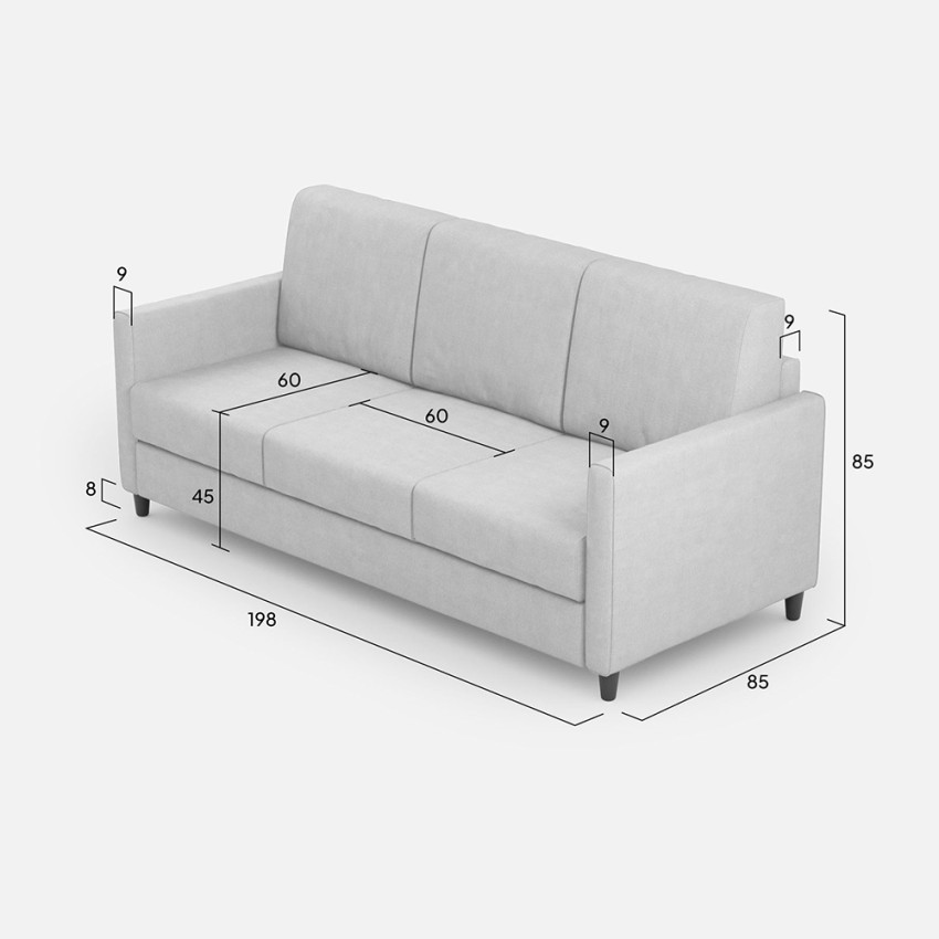 Modern 3-seater sofa 198cm upholstered fabric Karay 180 — 9