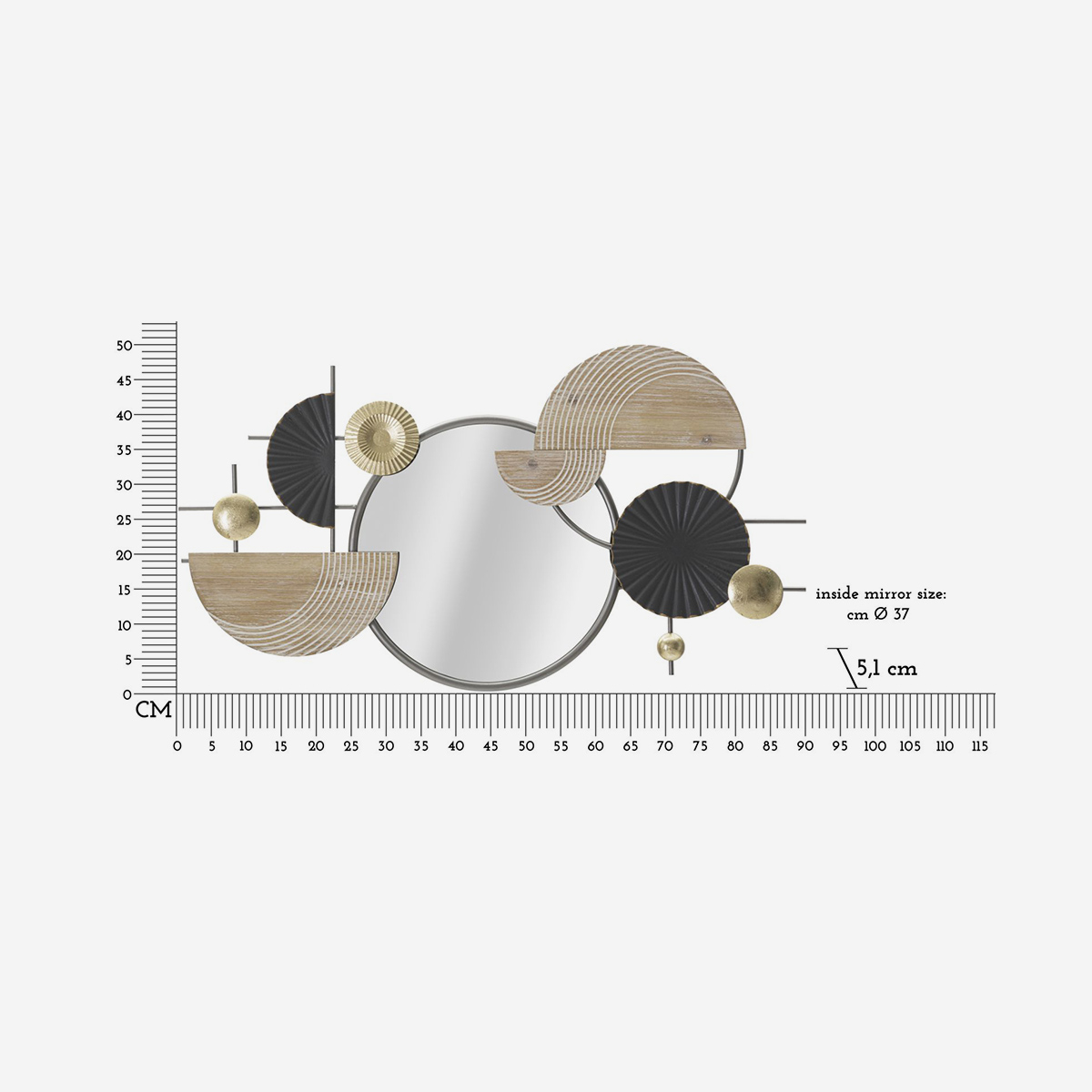 Mauro Ferretti Abstract Decorative Wall Mirror in Iron & MDF — 3