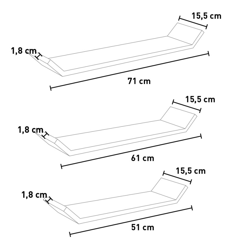 Set of 3 Modern Floating Wall Shelves Barchetta Display Unit — 4