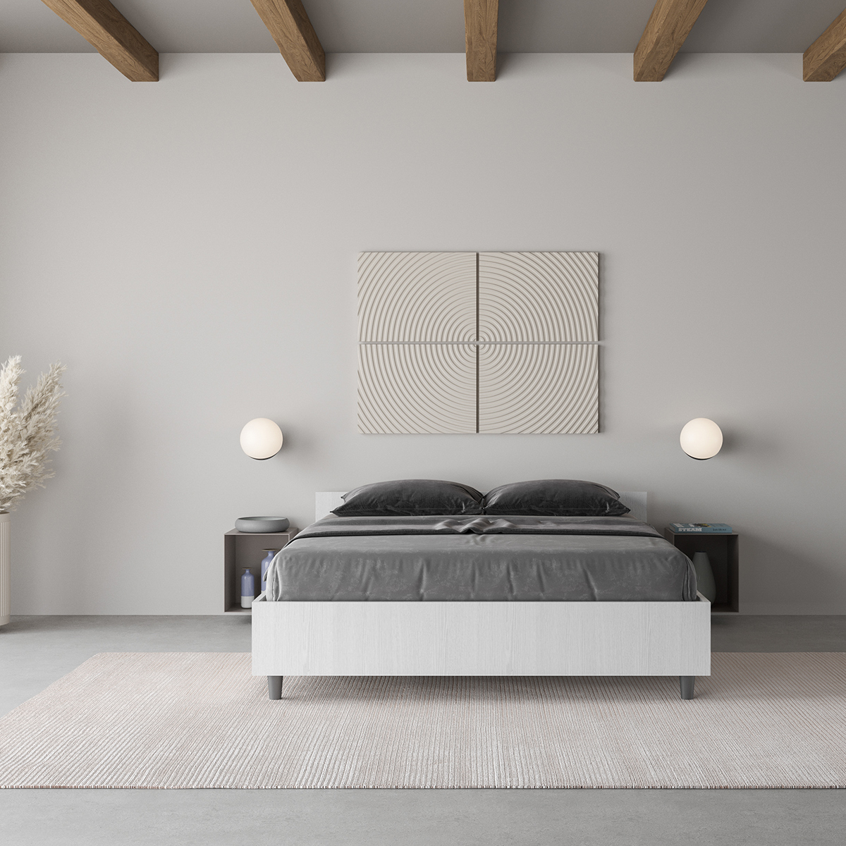 Nuamo Itamoby French Double Storage Bed 140x190 White Wood — 4