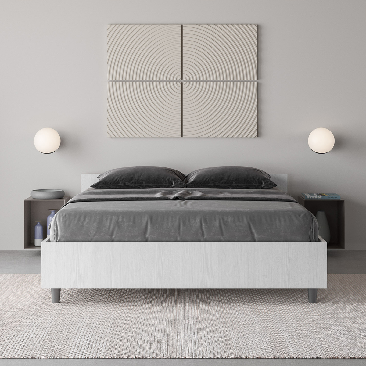 Nuamo Itamoby French Double Storage Bed 140x190 White Wood — 5