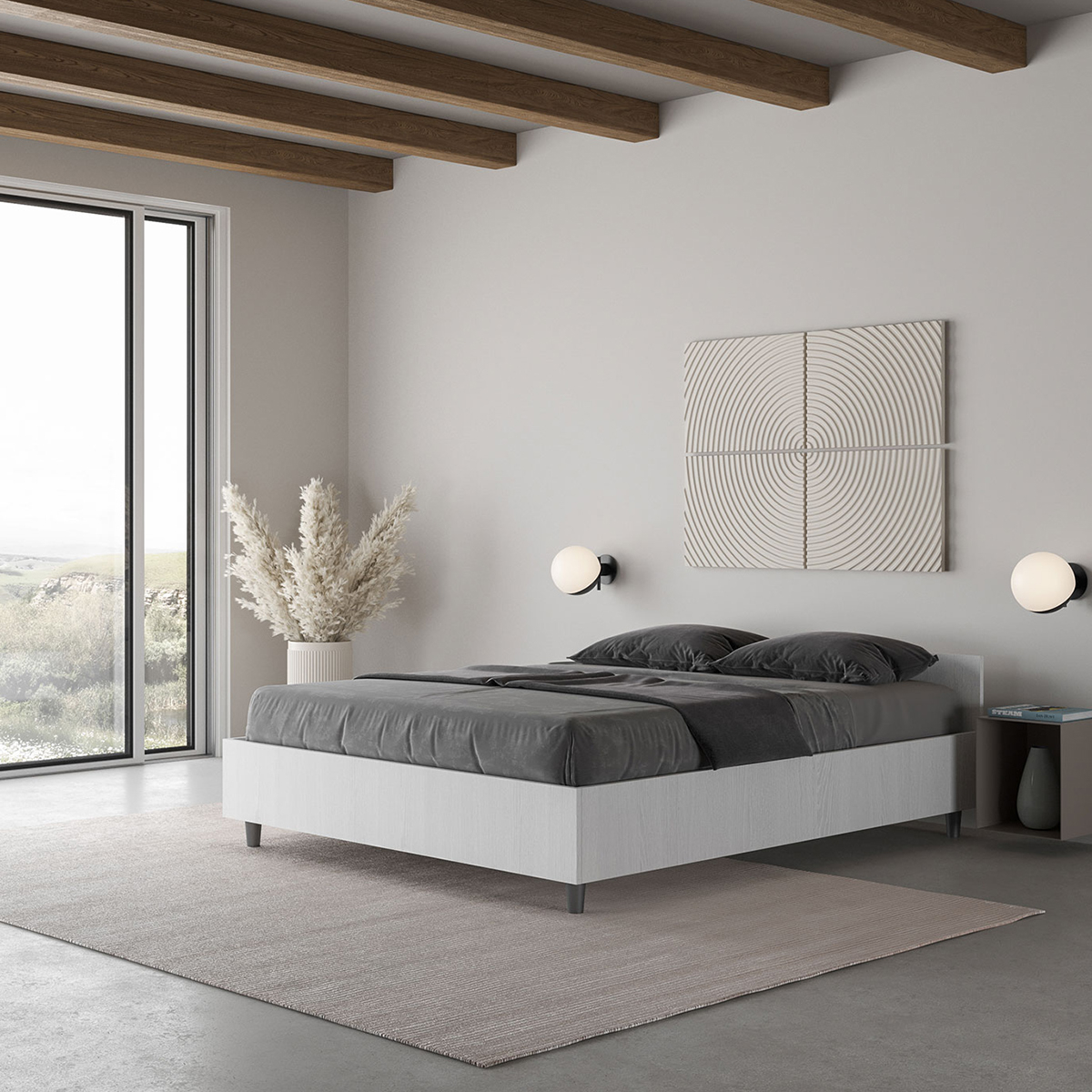 Nuamo Itamoby French Double Storage Bed 140x190 White Wood — 2