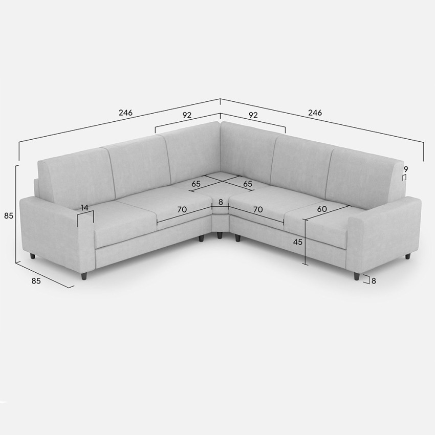 Sakar 14AG 5-Seater Corner Fabric Sofa 246x246 cm Itamoby — 9