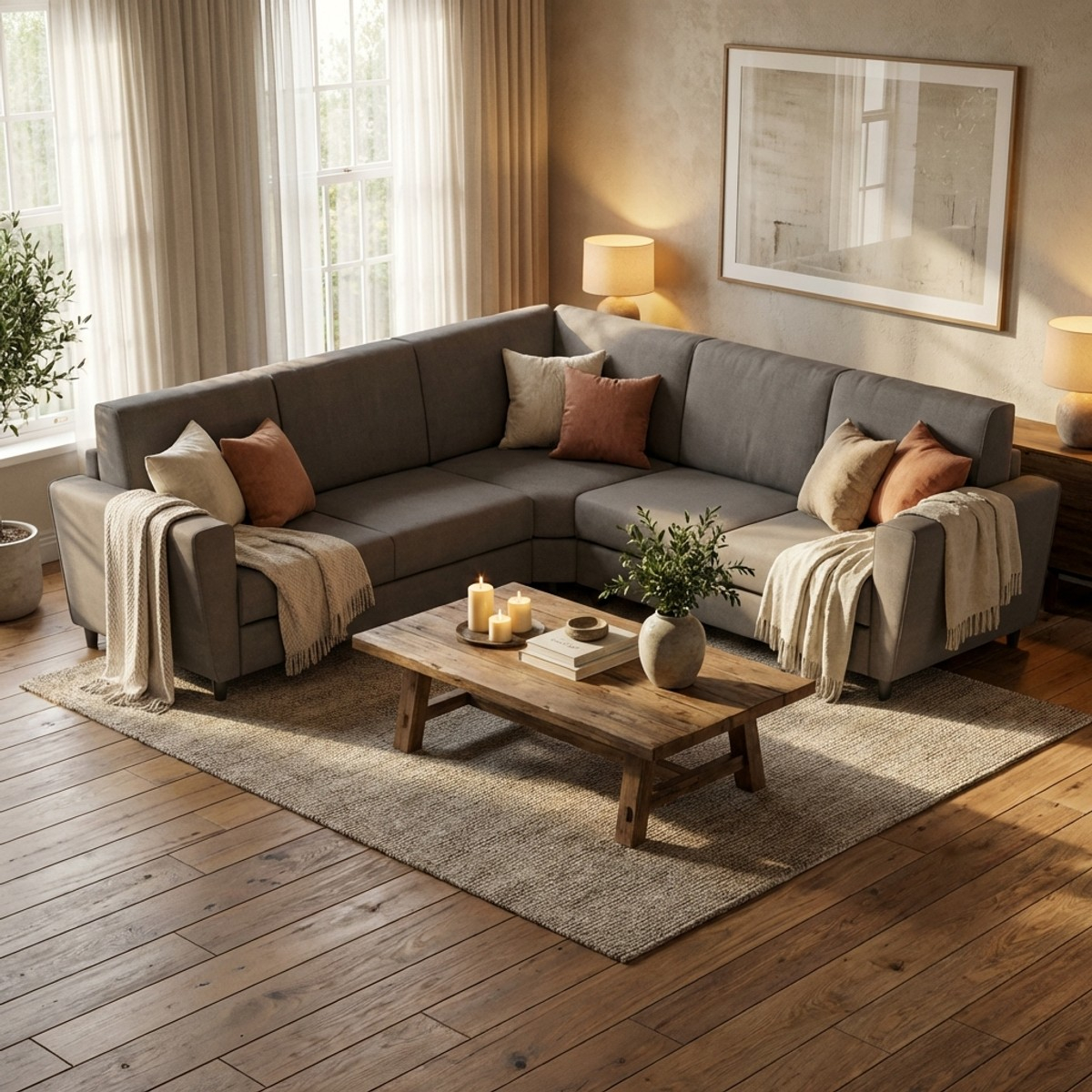 5-Seater Corner Fabric Sofa 248x248 cm Yasel 14AG — 2