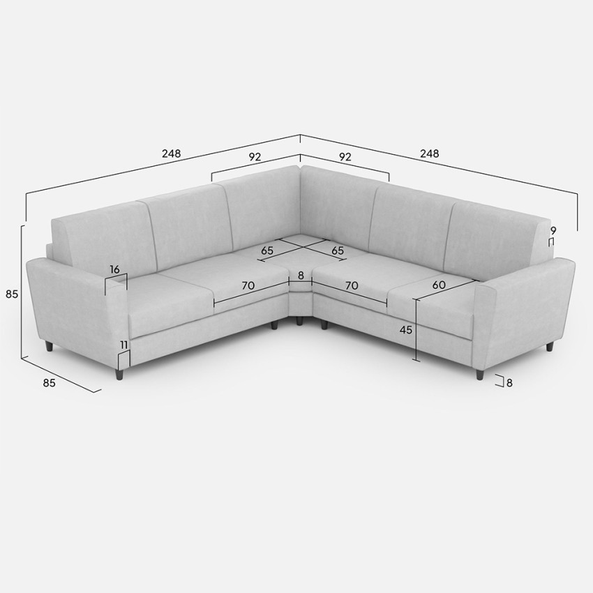 5-Seater Corner Fabric Sofa 248x248 cm Yasel 14AG — 9