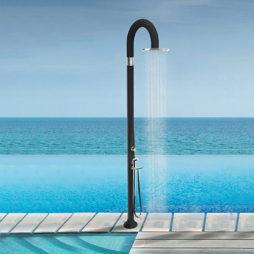 Modern design outdoor shower with mixer and foot wash Arkema Design Funny Yin T345 — 11