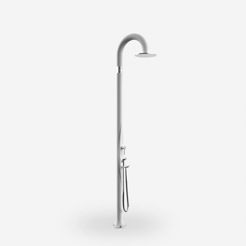 Modern design outdoor shower with mixer and foot wash Arkema Design Funny Yin T345 — 3