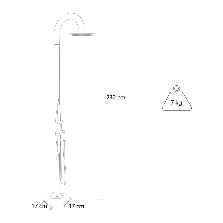 Modern design outdoor shower with mixer and foot wash Arkema Design Funny Yin T345 — 12