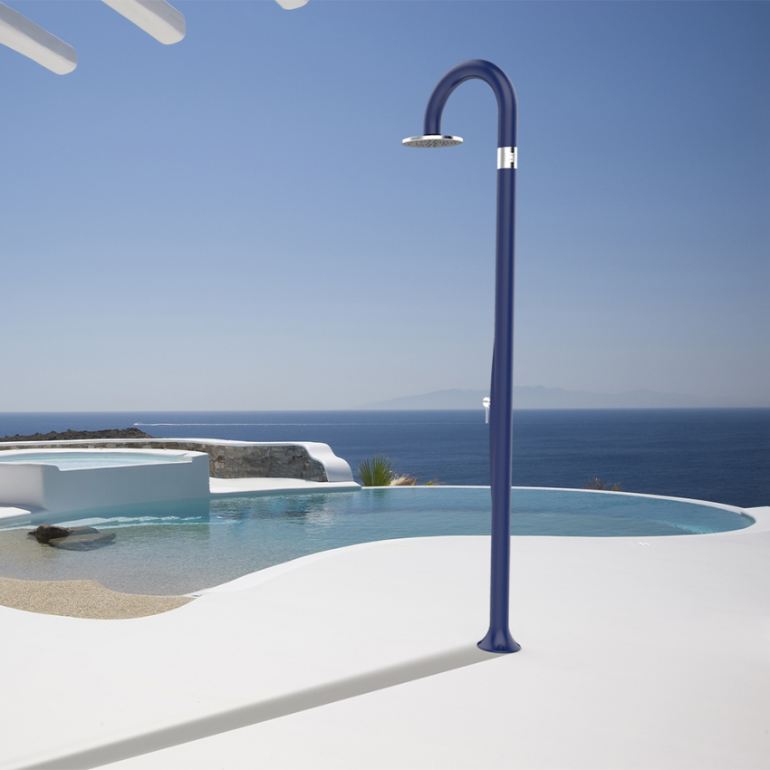 Modern design outdoor shower with mixer and foot wash Arkema Design Funny Yin T345 — 8
