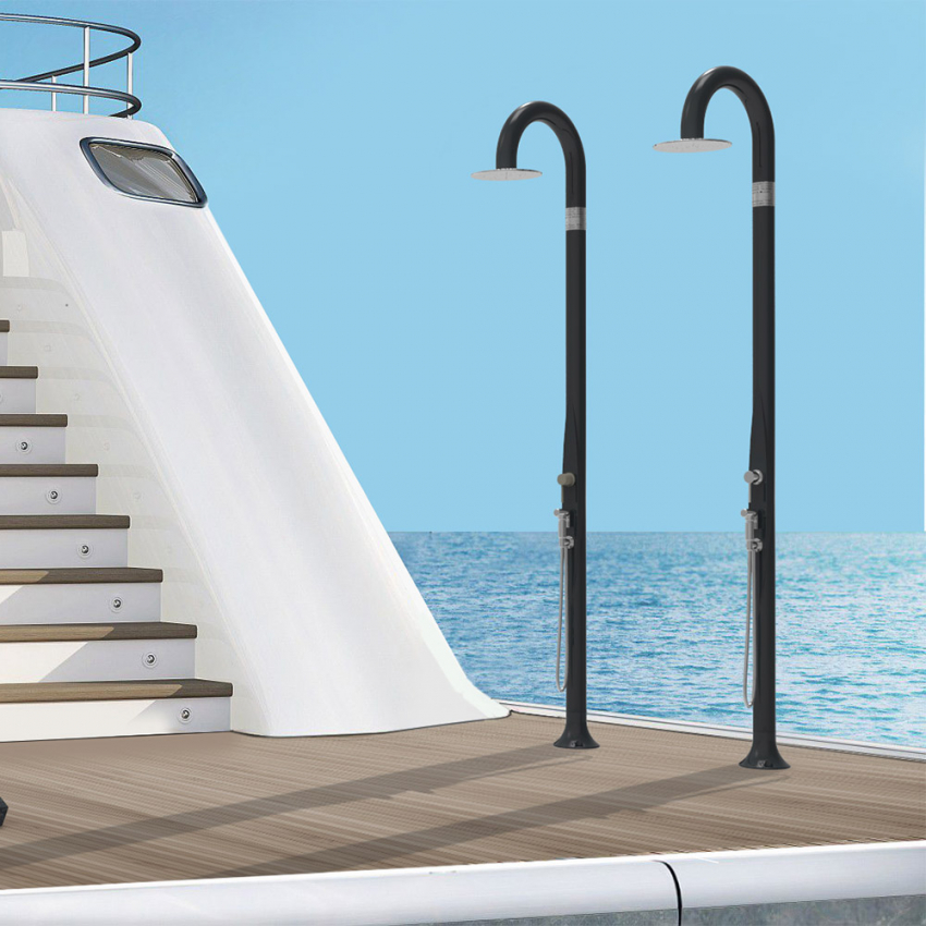Modern design outdoor shower with mixer and foot wash Arkema Design Funny Yin T345 — 7