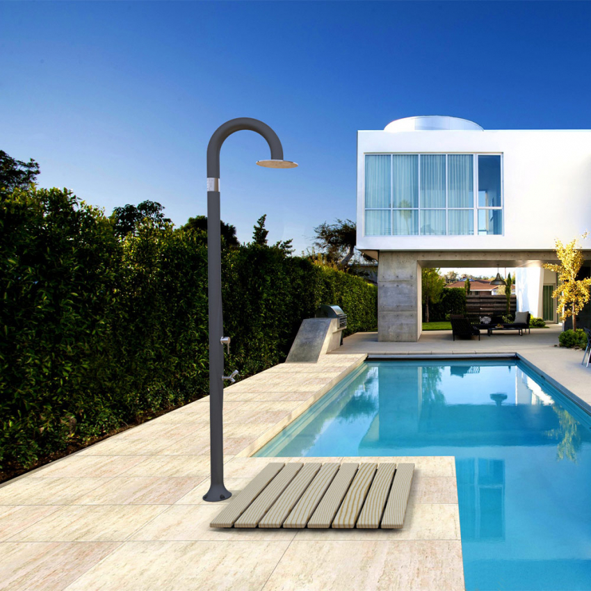 Modern design outdoor shower with mixer and foot wash Arkema Design Funny Yin T345 — 5