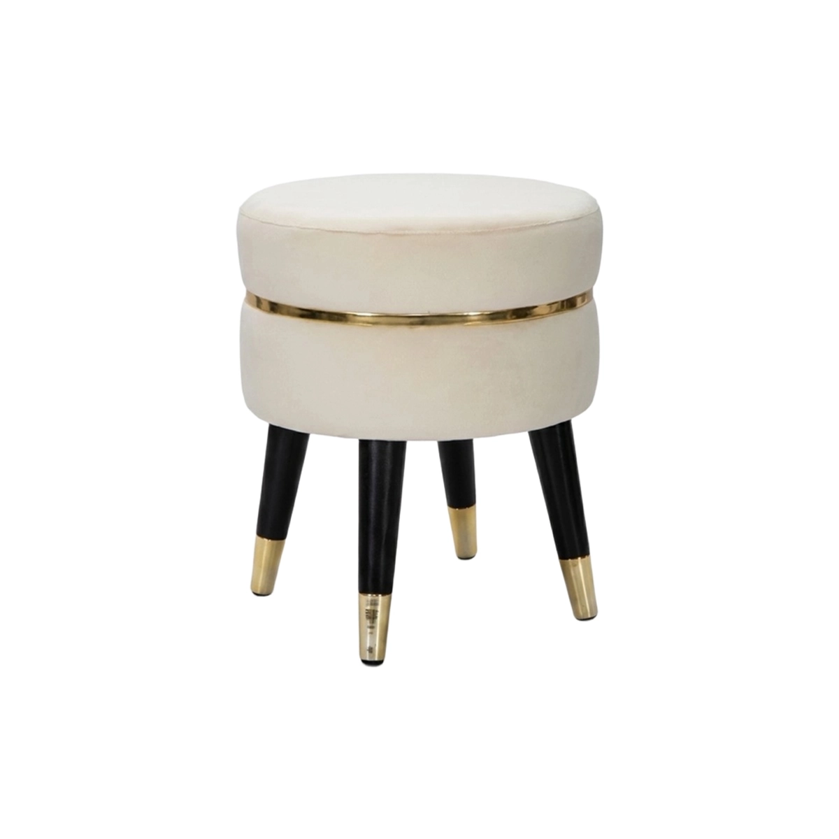 Round Padded Velvet Effect Stool Paris Gold Mauro Ferretti — 1