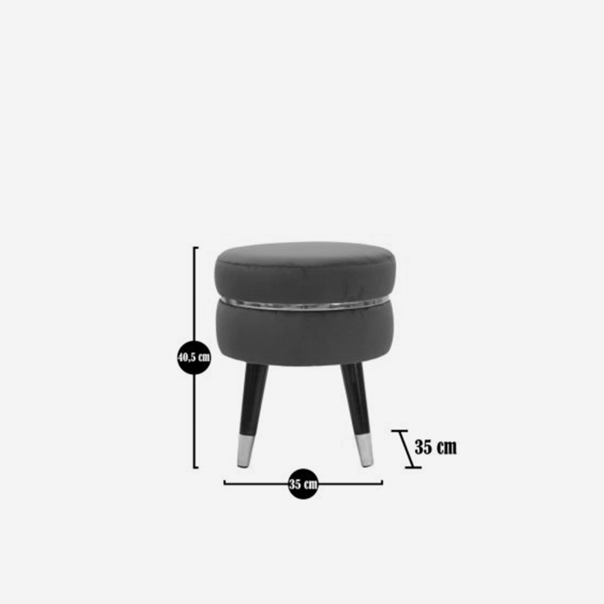 Round Padded Velvet Effect Stool Paris Gold Mauro Ferretti — 4