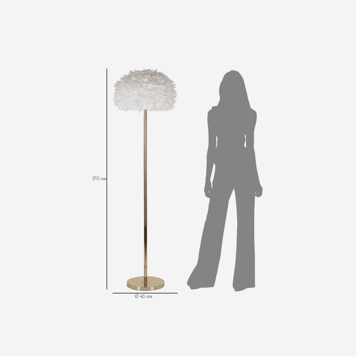 Feathers Slim Metal Floor Lamp with Feather Lampshade — 5
