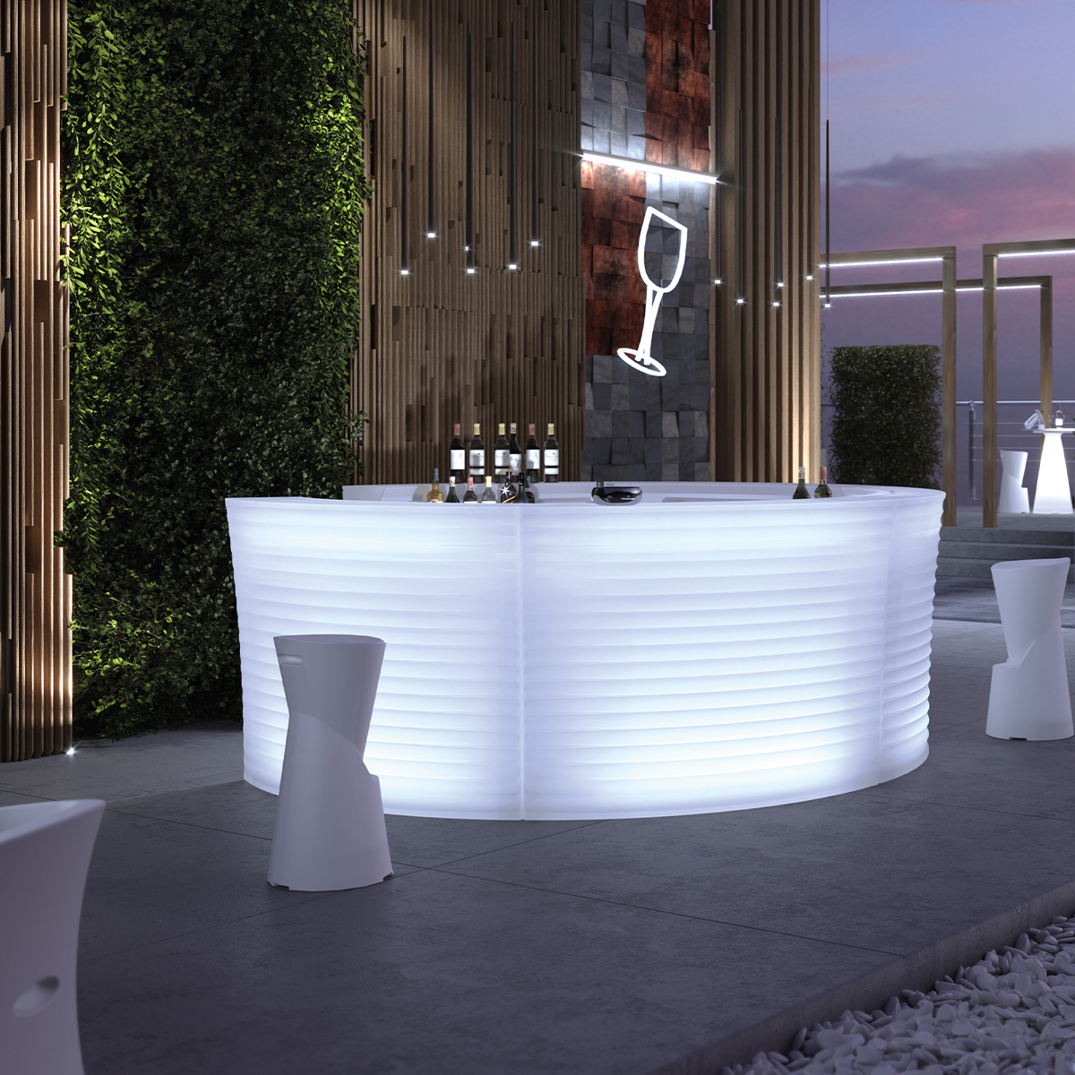 Hangar60 LYXO Outdoor Illuminated Polyethylene Bar Counter — 3