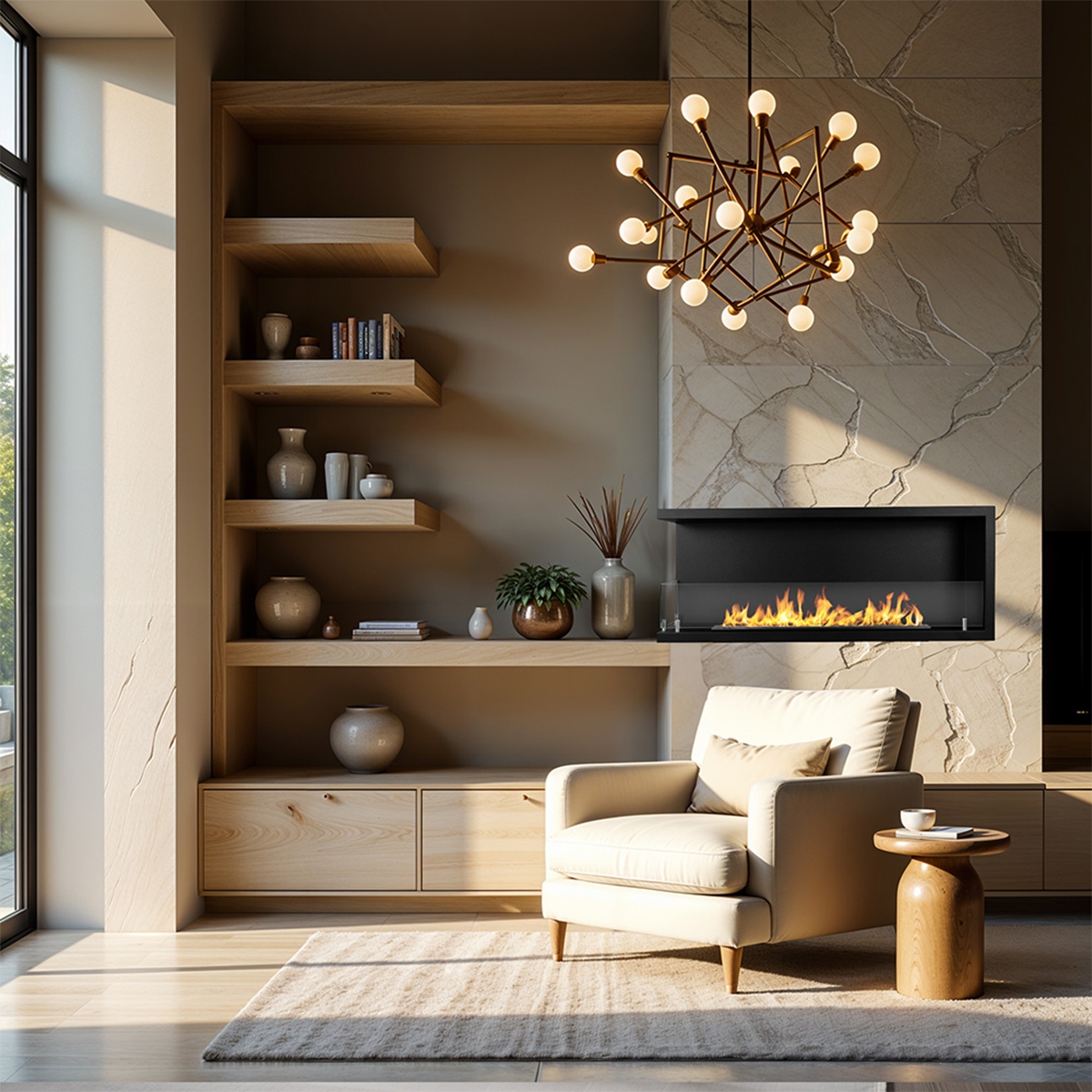 Built-in Corner Bioethanol Fireplace Divina Fire Sutri 120 DF1200 — 2