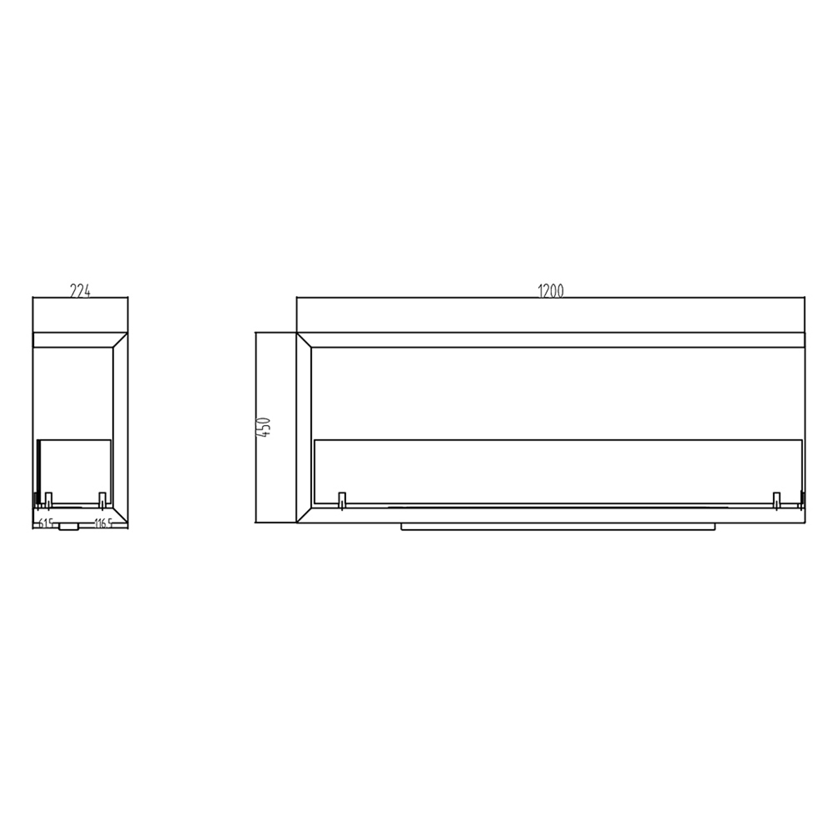 Built-in Corner Bioethanol Fireplace Divina Fire Sutri 120 DF1200 — 9
