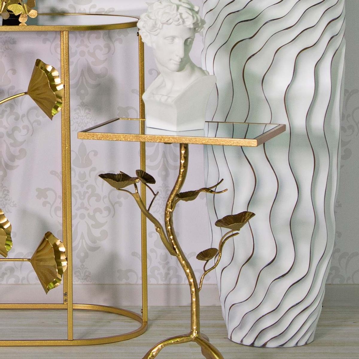 Tisty Gold Metal Square Coffee Table with Mirrored Top — 2