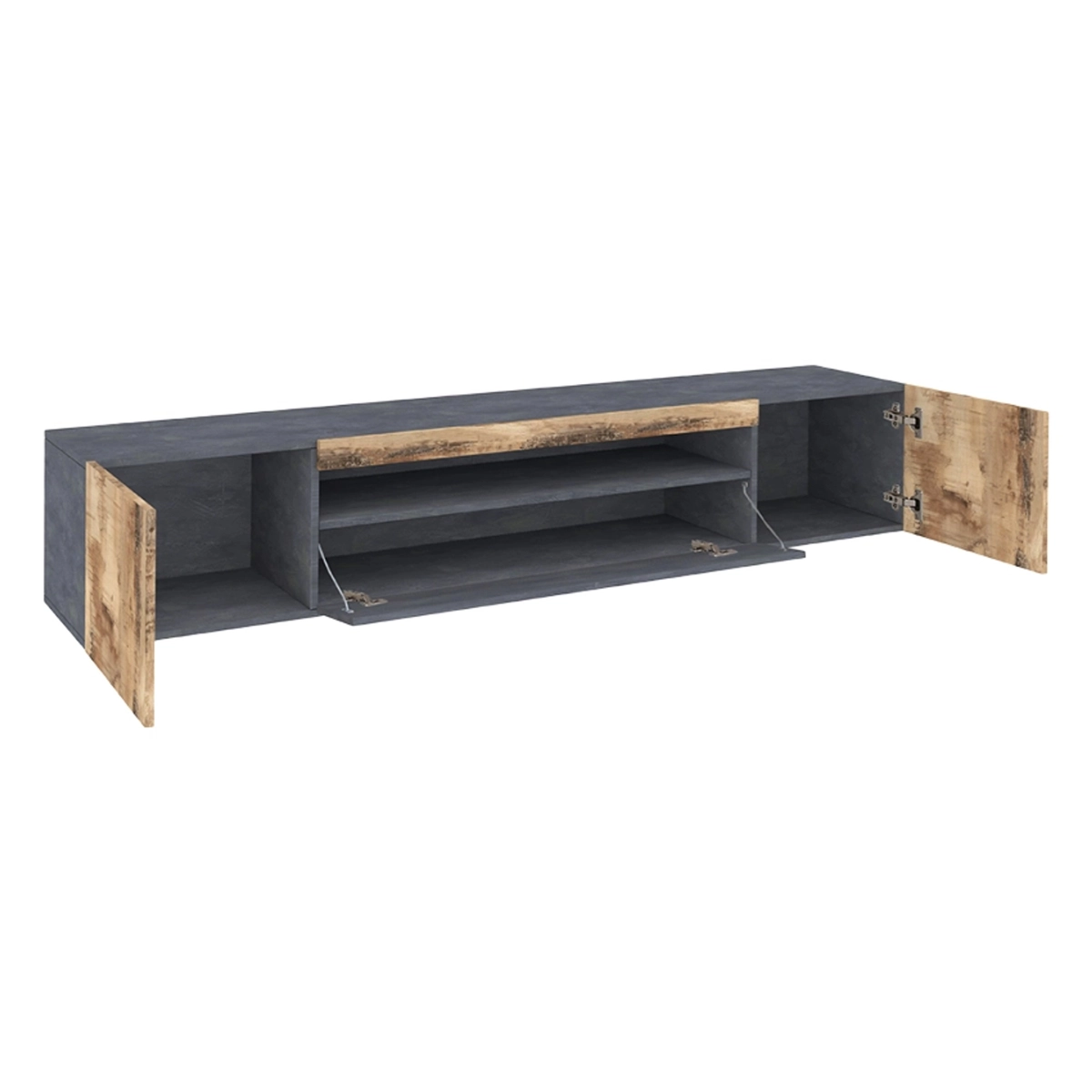 Daiquiri Pero Ardesia L 200cm TV Stand with 2 Doors and Flip-Down Drawer Design — 5