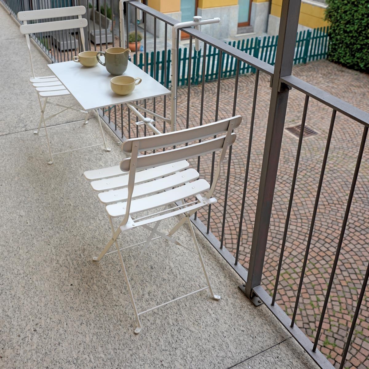Folding Balcony Railing Hanging Table 60x52cm White Iron Ringhiera — 2
