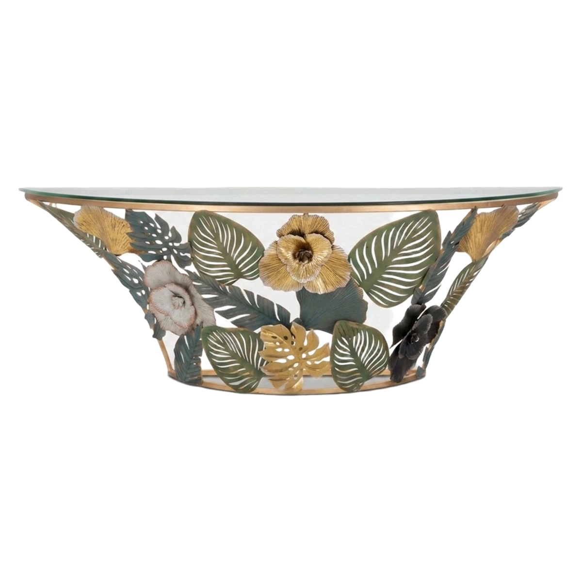 Amaz Semicircular Wall Console Table in Metal and Glass — 5