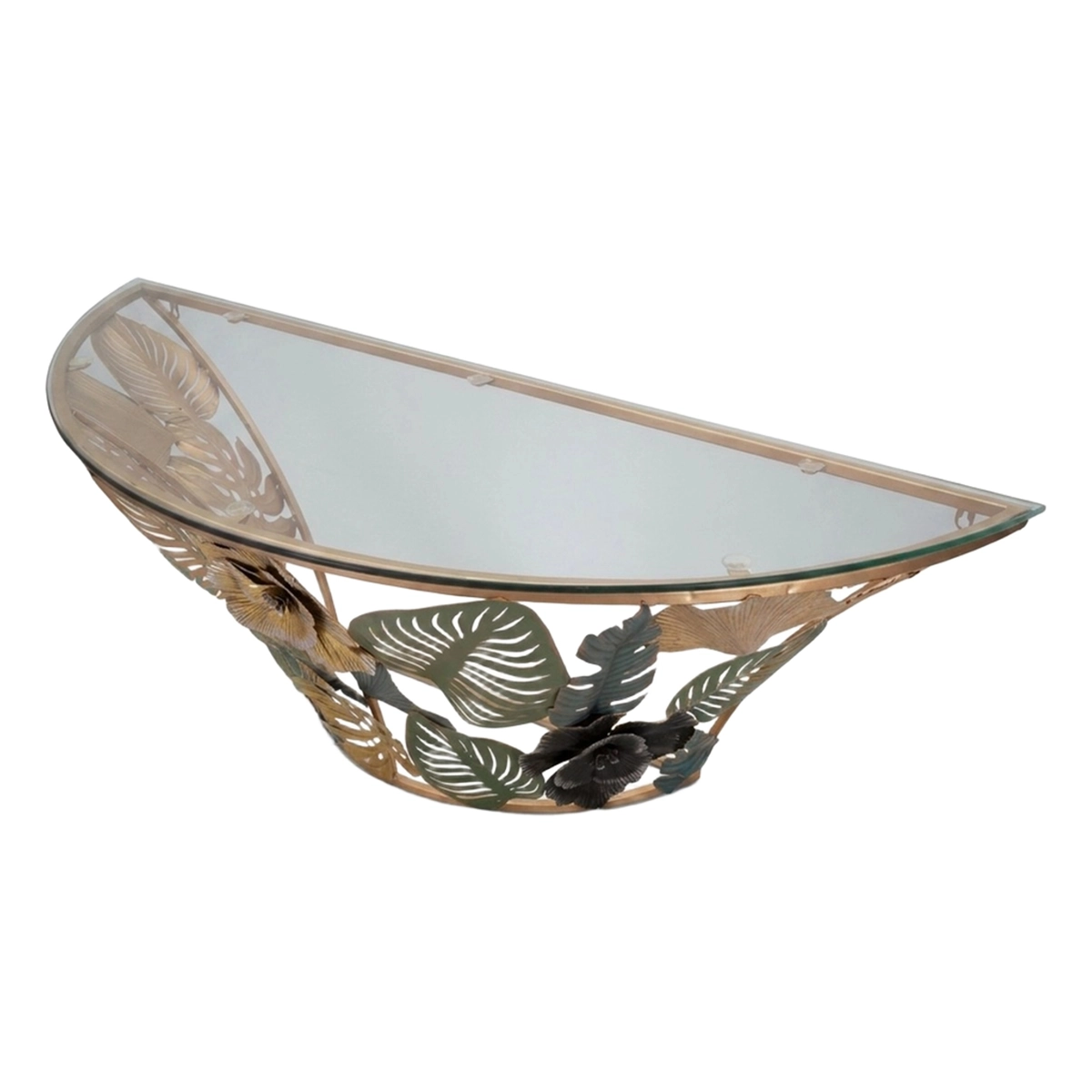 Amaz Semicircular Wall Console Table in Metal and Glass — 4