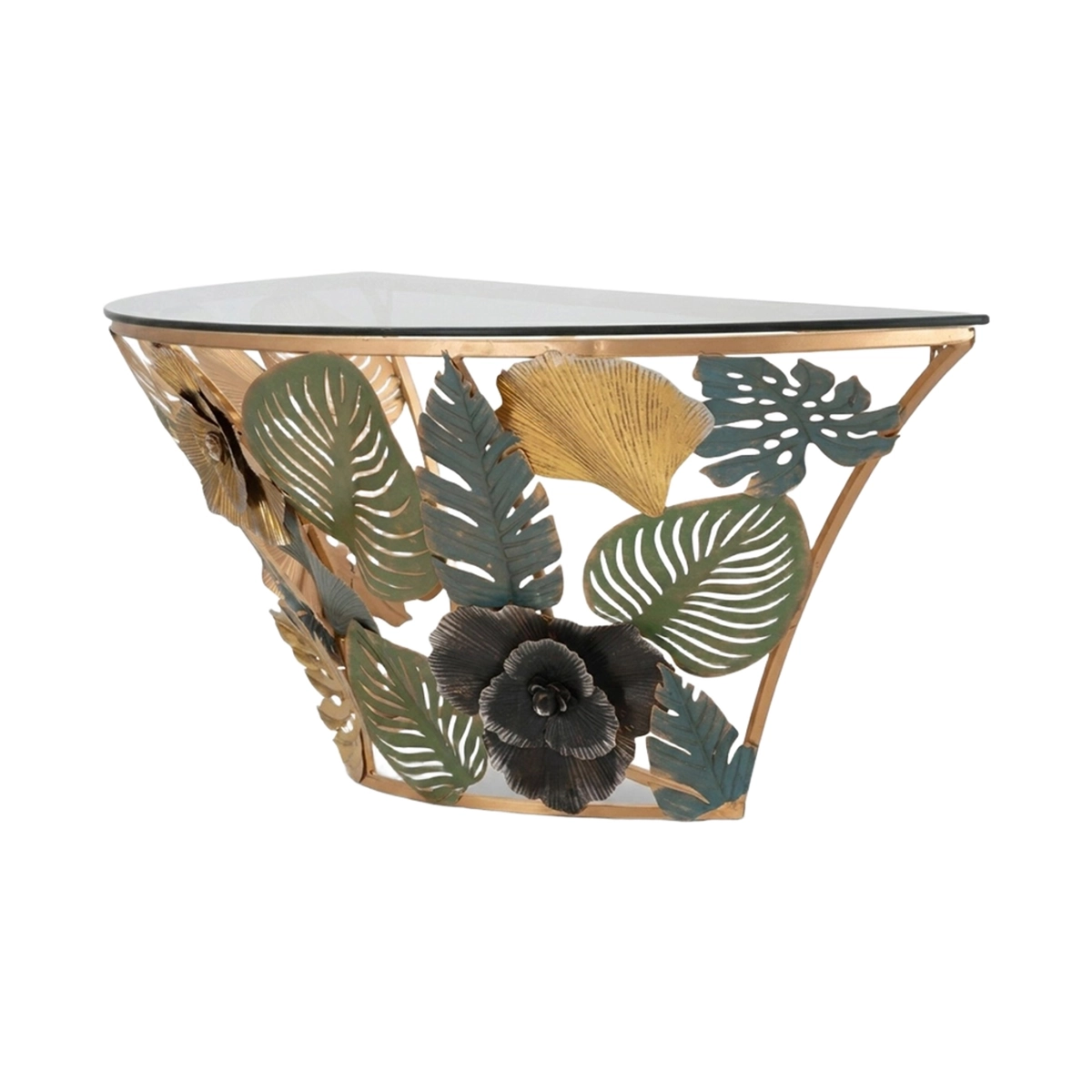 Amaz Semicircular Wall Console Table in Metal and Glass — 1