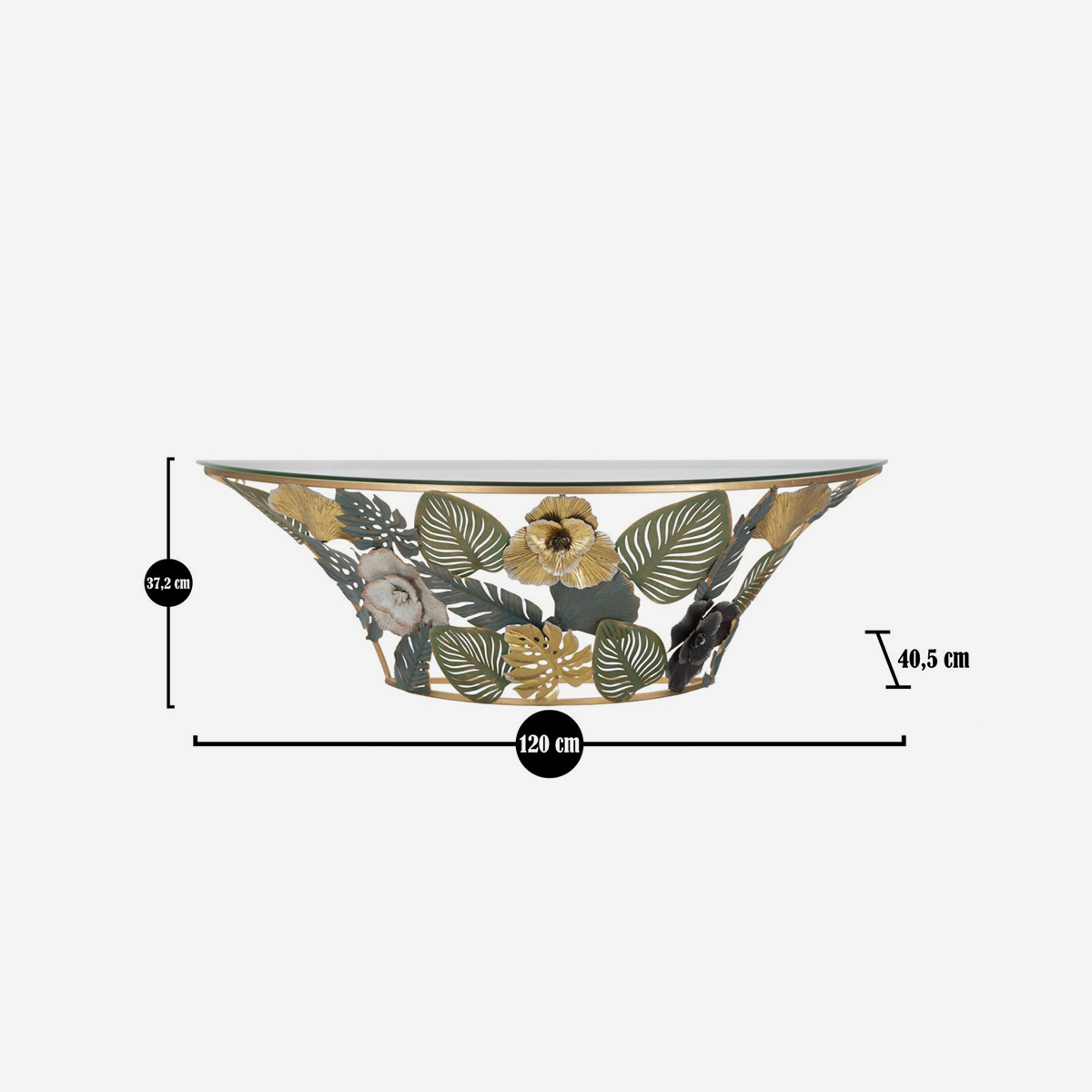 Amaz Semicircular Wall Console Table in Metal and Glass — 3