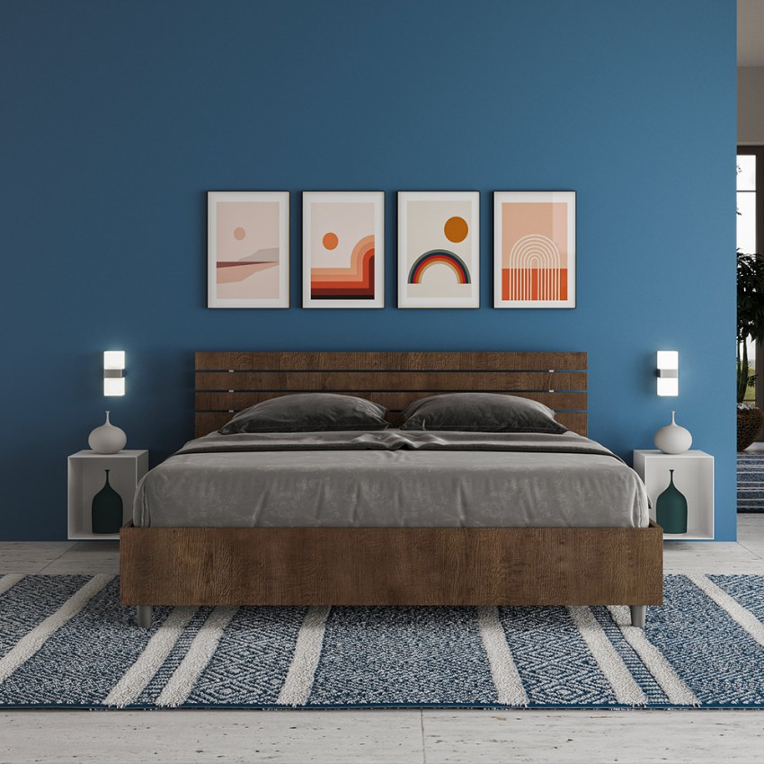 Double Storage Bed 160x190 cm Walnut Finish Ankel Noix — 3