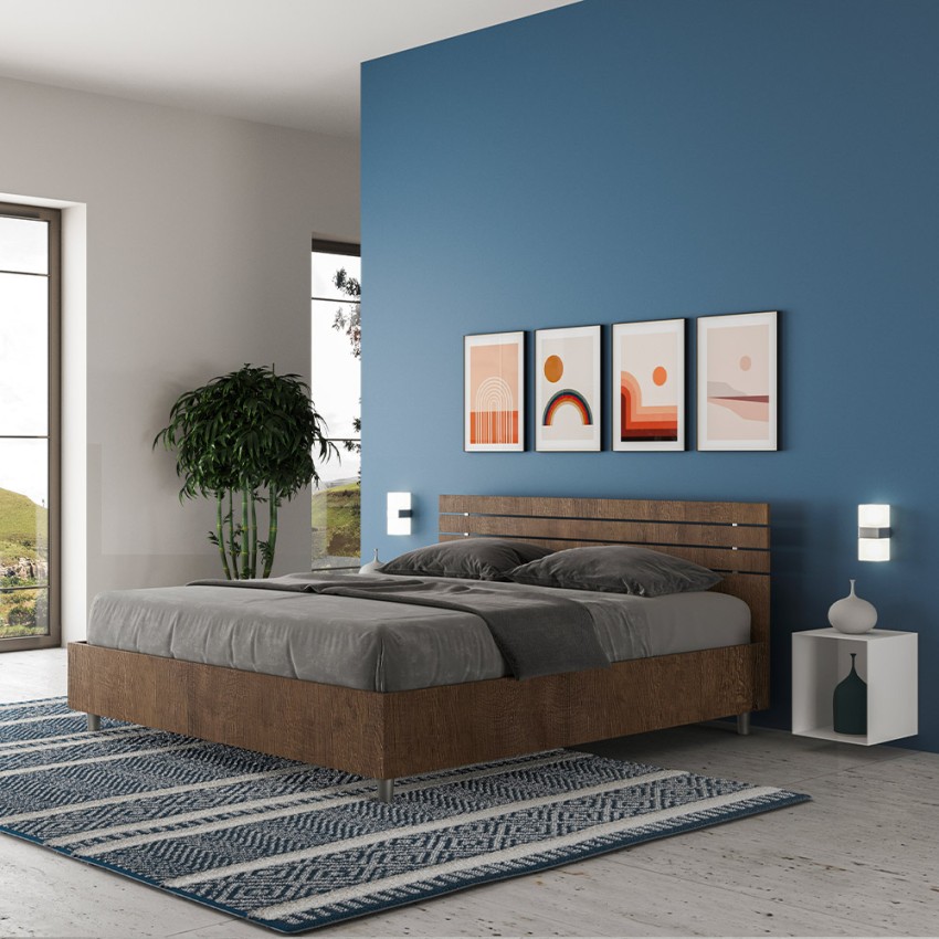 Double Storage Bed 160x190 cm Walnut Finish Ankel Noix — 2