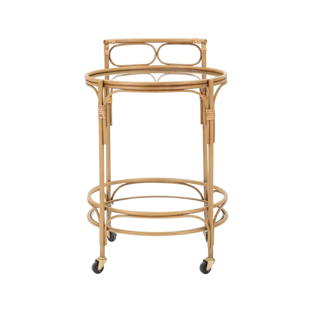 Panama round serving bar trolley with glass shelves — 3