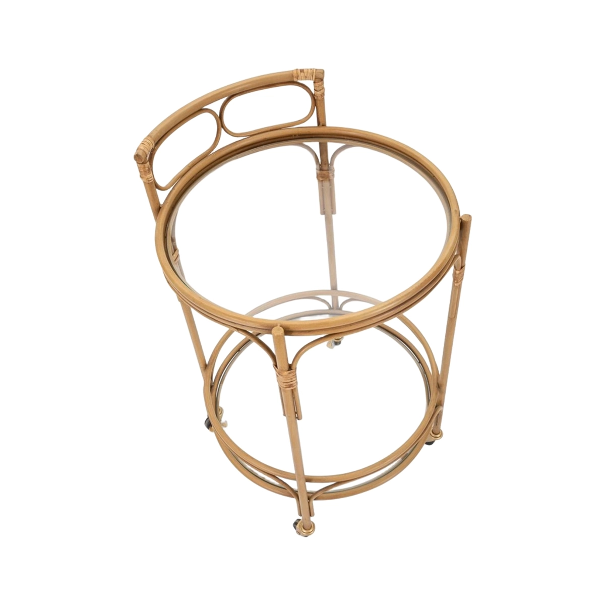 Panama round serving bar trolley with glass shelves — 5