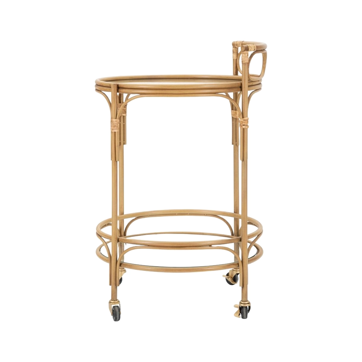 Panama round serving bar trolley with glass shelves — 4