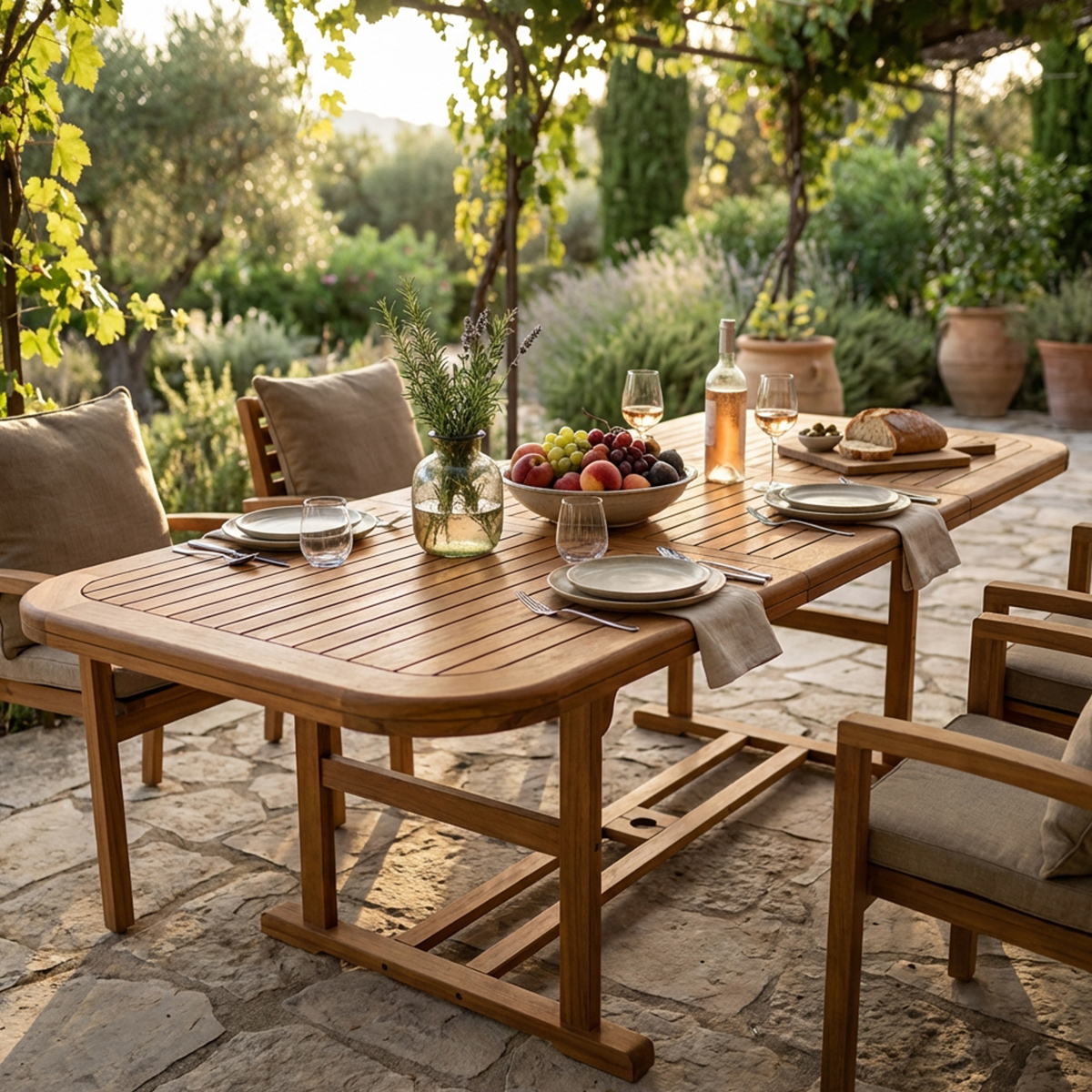 Cosma Double Extendable Wooden Garden Table 120/200x90 — 3