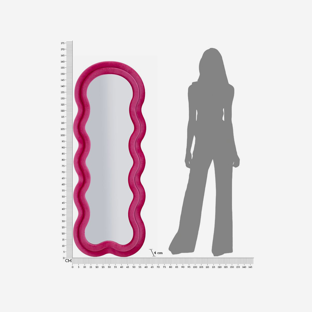 Miki Decorative Velvet-Effect Wavy Wall Mirror 60x160 cm — 3