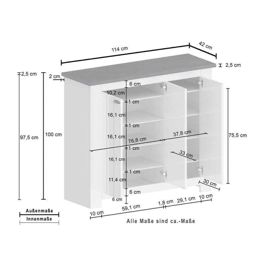 Jarret 3-Door Wooden Entryway Shoe Cabinet Web Furniture — 8