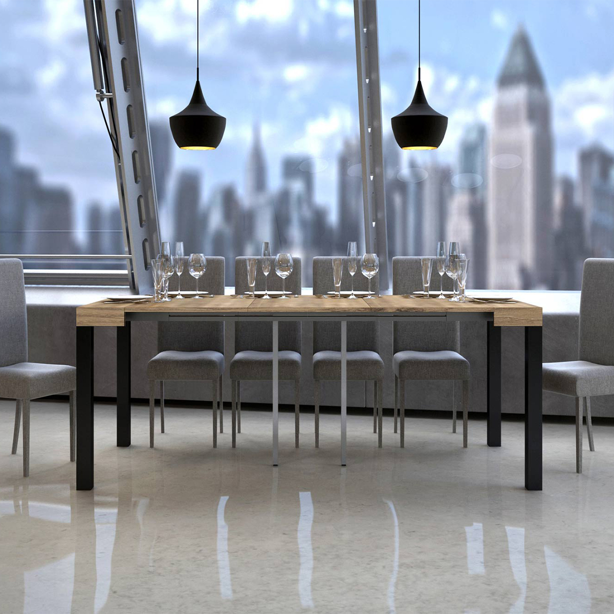 Everyday industrial extendable console table 90x40 to 300 cm — 3