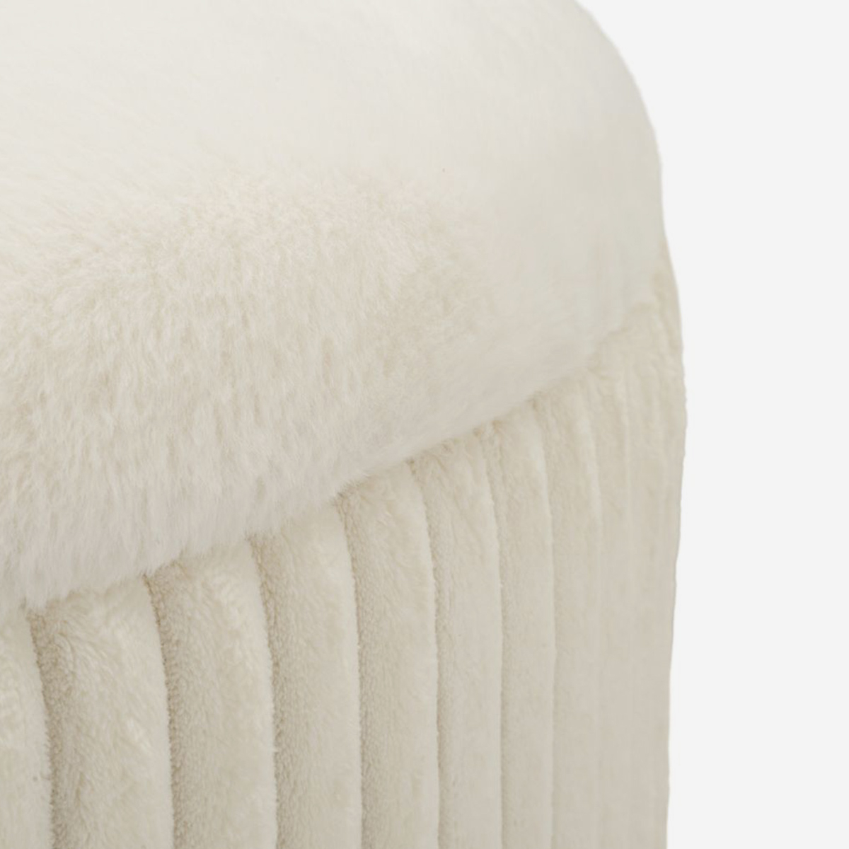 Goteborg Round Padded Storage Ottoman with Wooden Legs Mauro Ferretti — 3