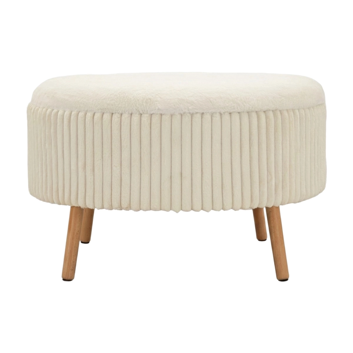 Goteborg Round Padded Storage Ottoman with Wooden Legs Mauro Ferretti — 7