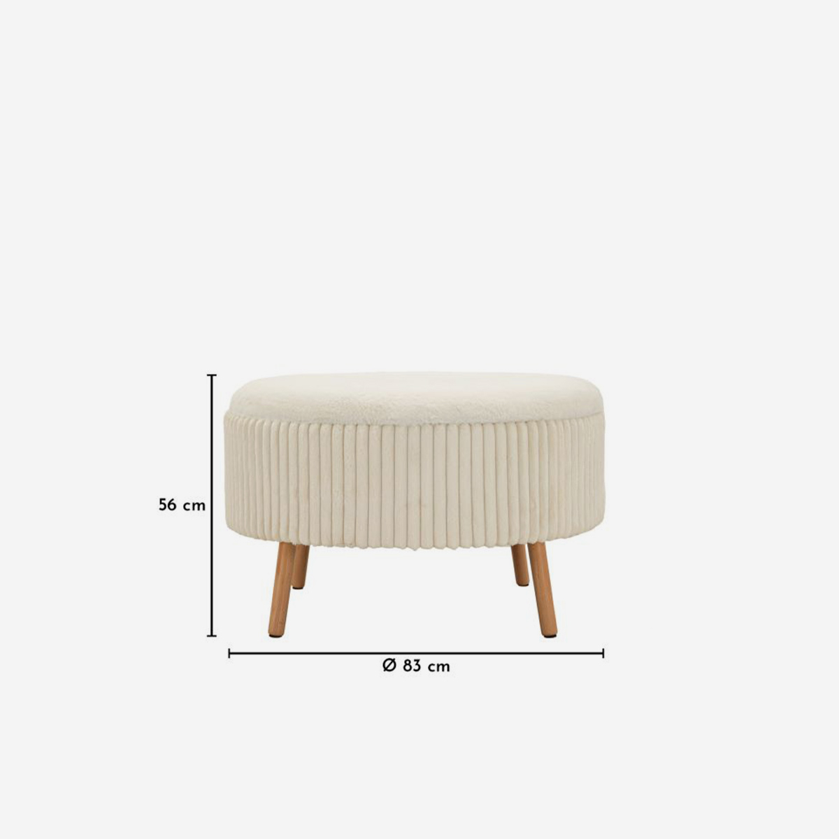 Goteborg Round Padded Storage Ottoman with Wooden Legs Mauro Ferretti — 6