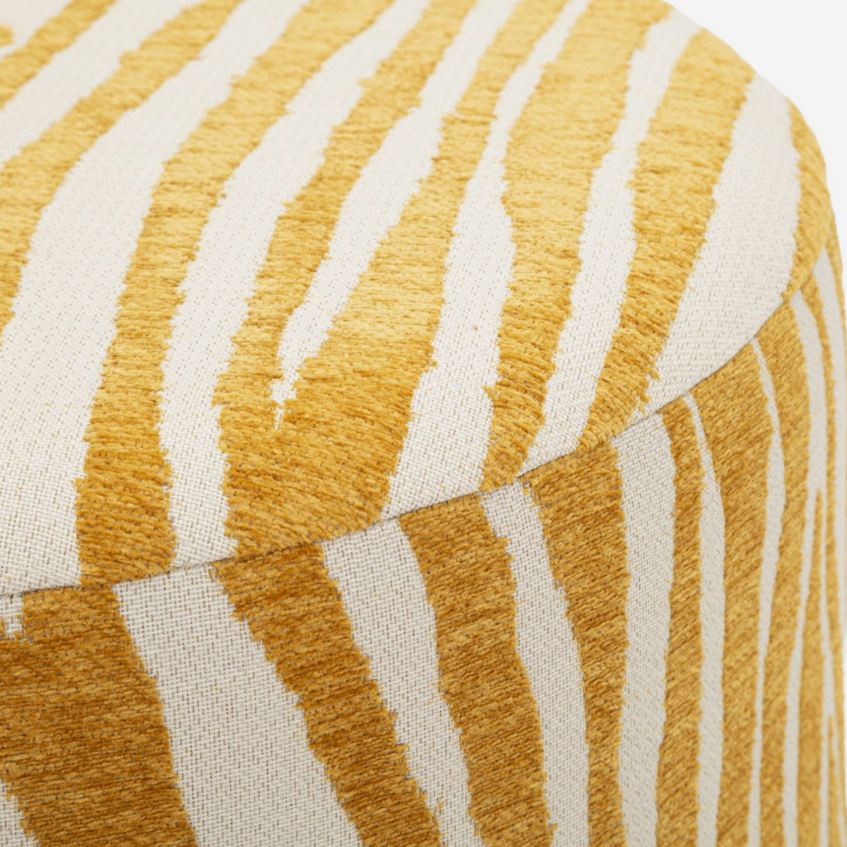 Savana round upholstered zebra print footstool with gold base — 3