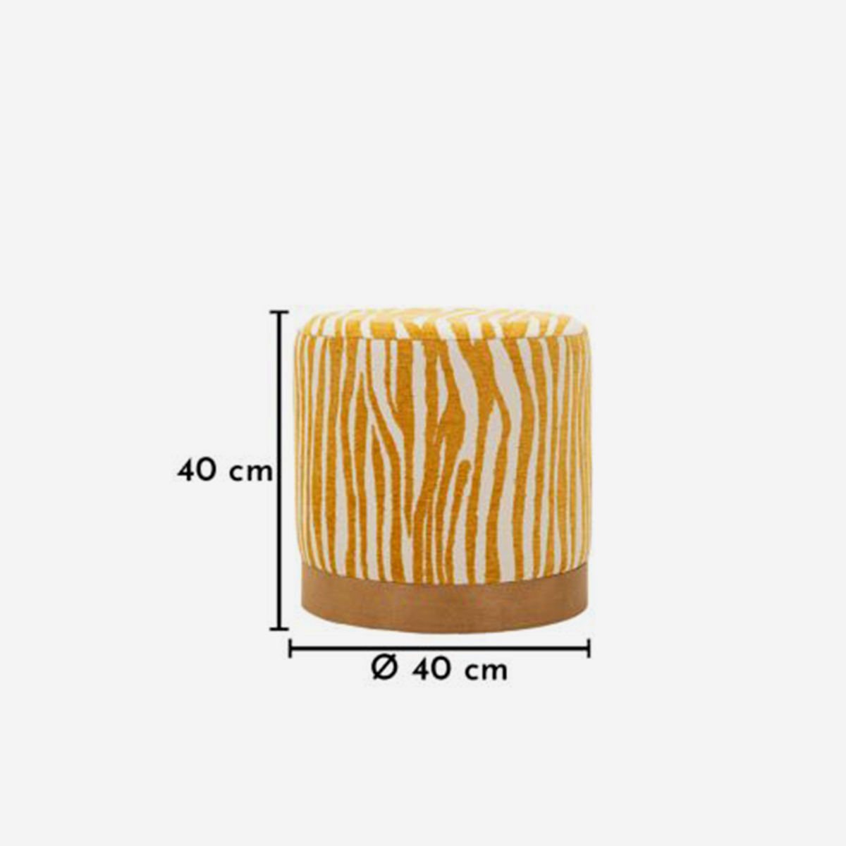 Savana round upholstered zebra print footstool with gold base — 6